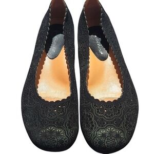Earthies Bindi Black Leather Ballet Flats Cutout Design Shoes Size 9B‎